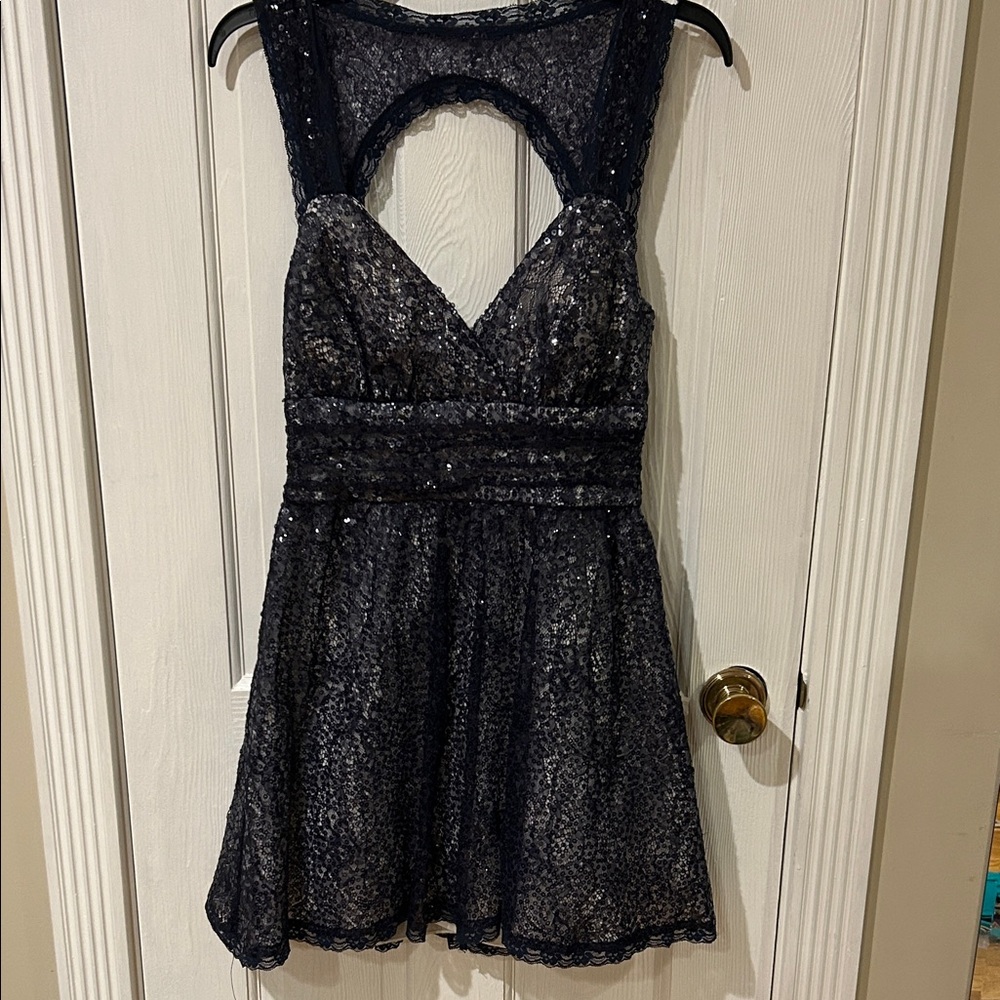 B Darlin Navy Lace Wedding Dress
